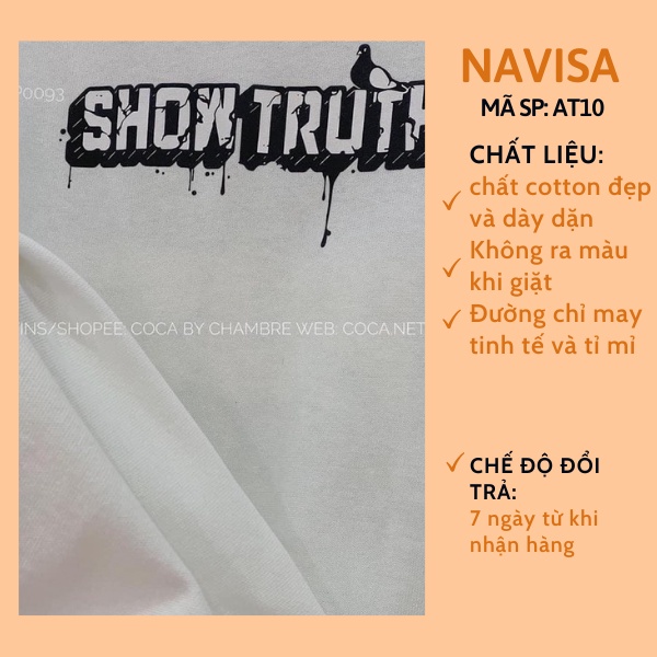 Áo phông nữ unisex form rộng tay lỡ in hình cổ tròn NAVISA AT10