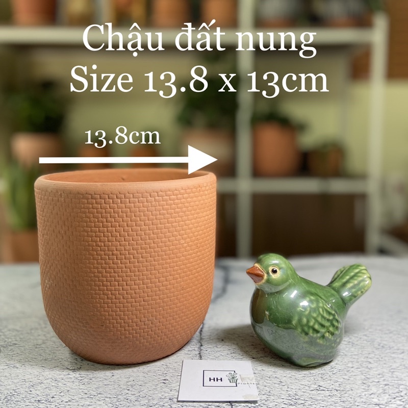 Chậu đất nung nhiều hoạ tiết, Size 14-15cm chậu trồng cây để bàn, sen đá xương rồng