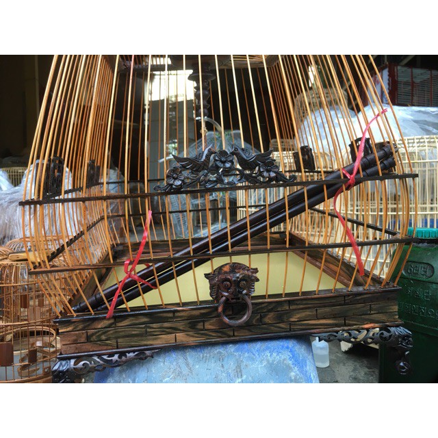 Lồng chim Halosung lồng chào mào vuông Halosung lồng sing chào mào gỗ mun cao cấp LC18