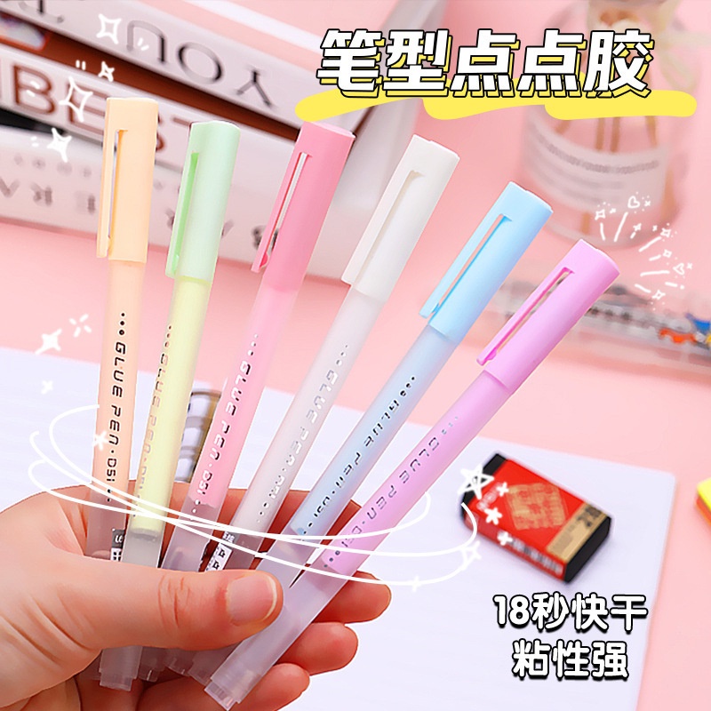 Peach Solid Glue Stick Pen Shape Candy Color Quick-drying High Viscosity Creative Students Stationery