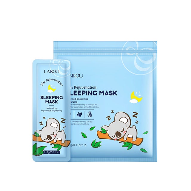 Túi 15 Gói Mặt Nạ Ngủ Hình Chú Gấu Ngủ LAIKOU SLEEPING MASK Trẻ Hóa Dưỡng Ẩm Làm Sáng Da