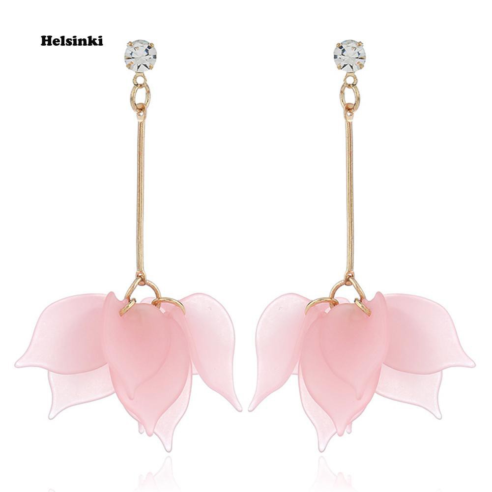 Đôi Khuyên Tai Hình Cánh Hoa Đính Đá Thời Trang Cho Nữ