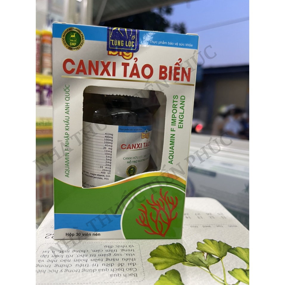 Canxi tảo biển, calci hữu cơ, mk7, d3 & vitamin - Hỗ trợ xương chắc khỏe, giảm nguy cơ loãng xương Hộp 30 viên nén