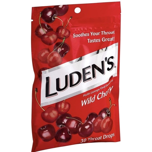 Kẹo ho Luden's Throat Drops Wild Cherry, 30 ct-Mỹ