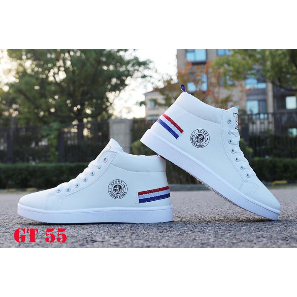 Giày Nam Giá Rẻ - Giày Sneaker Nam Trắng Cổ Cao Cá Tính GT55 | BigBuy360 - bigbuy360.vn