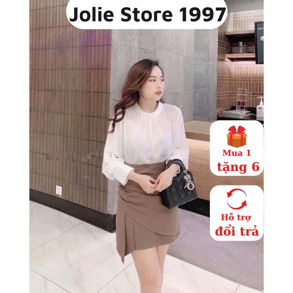 [Quà tặng dây buộc tóc bạn nhé]   Chân váy a cách điệu bên hông - chân váy chữ a màu đen, màu nâu  siêu Hot