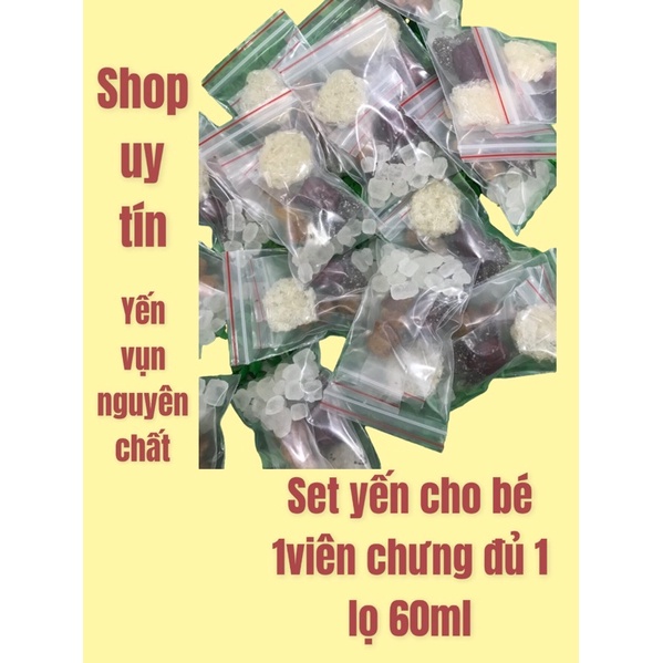 Tổ yến sào Khánh Hoà ⚡ HÀNG CAO CẤP ⚡ set yến mini cho bé vụn sơ mướp 100% nguyên chất - 1 viên/set