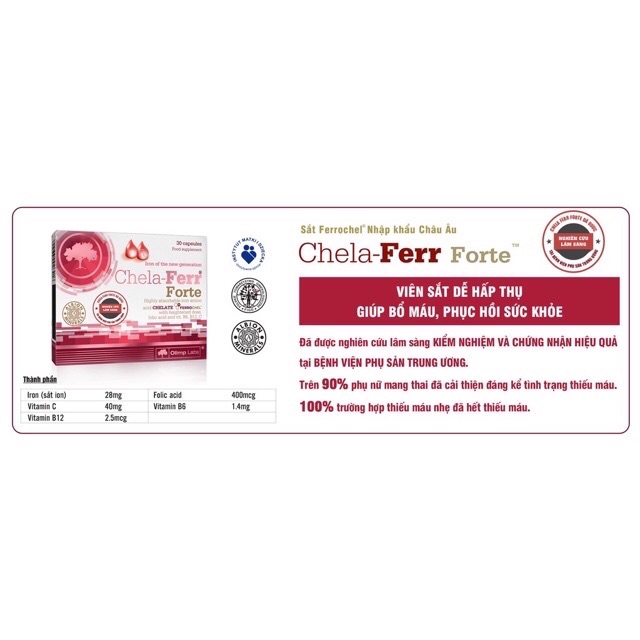 Combo Chela Ferr forte - Chela Calcium / bộ đôi bổ sung Sắt và Canxi cho bà bầu và phụ nữ sau sinh