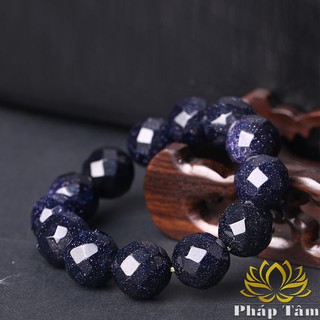 Vòng Tay Phong Thủy Đá Kim Sa Tím Than Vát Cạnh - Tâm Phong Thủy