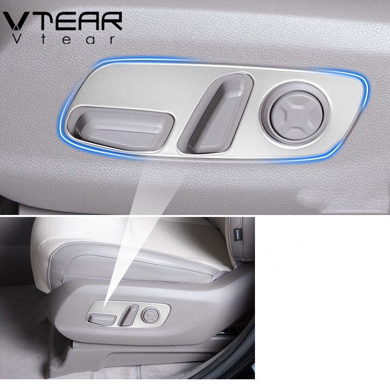 Bộ 2 Khung Viền Nút Điều Chỉnh Ghế Ngồi Xe Hơi Kia Carnival KA4 2024 2023 2022 2021 Bằng Thép Không Gỉ
