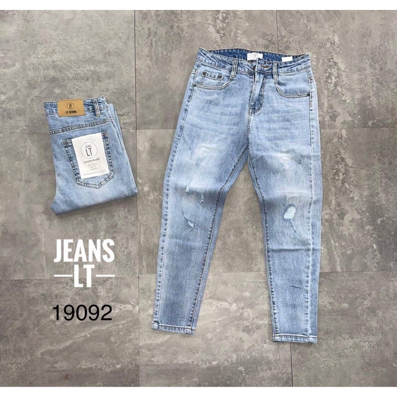 Quần Jean nam xanh mài rách , quần bò mẫu mới hè- Bơ Boutique