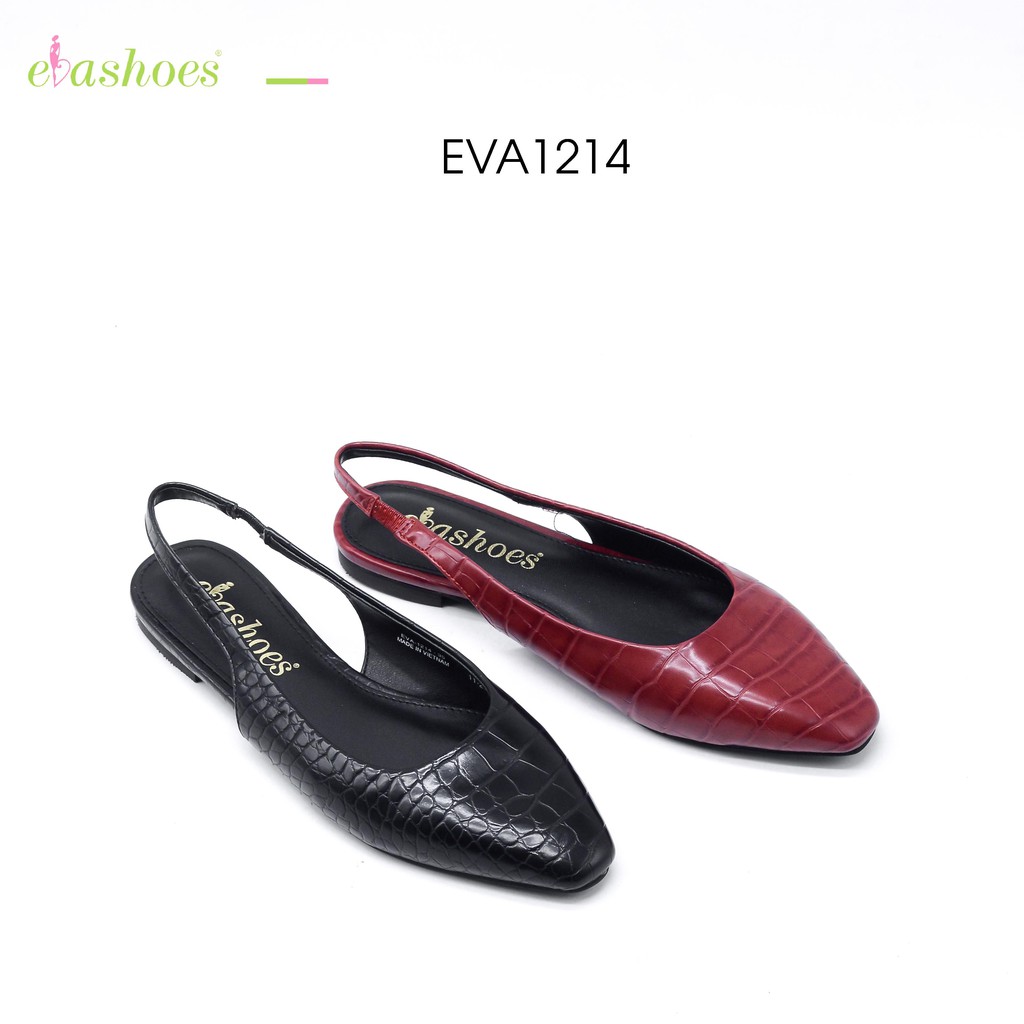 Giày Hở Gót Mũi Vuông Vân Da Cá Sấu 1cm Evashoes – EVA1214