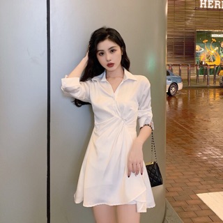 Váy nữ đẹp💕váy trắng nữ dáng ngắn chất liệu lụa trơn💕váy xinh trẻ trung