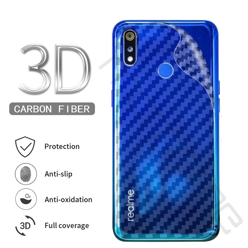 Miếng dán bảo vệ mặt lưng điện thoại bằng sợi carbon cho OPPO Realme C21Y C21 C20 C25 C17 C11 C12 C15 X2 7 6 5 3 Pro 7i 6i Q X C2 5i 5s XT 2020