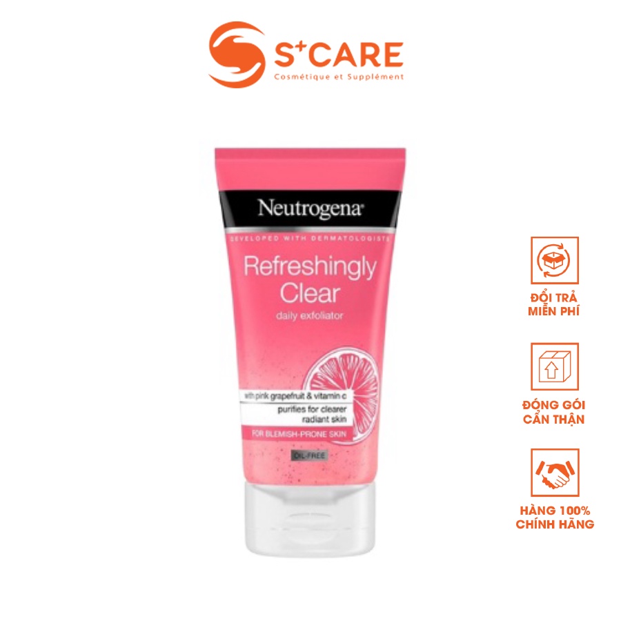 Sữa rửa mặt Neutrogena Refreshingly Clear - daily exfoliator - Làm sạch sâu da mặt sạch mụn - S+CARE