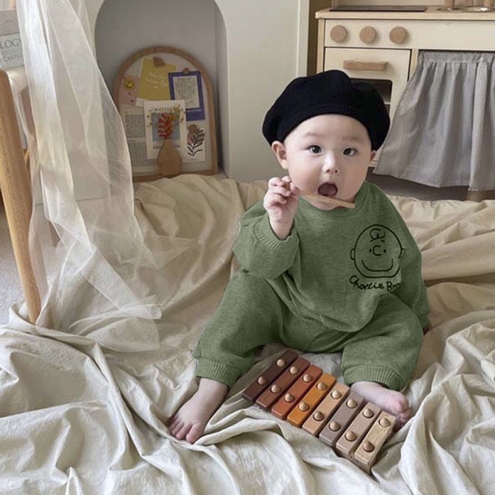 Bộ quần áo thu đông cho bé trai, bé gái Set quần áo dài len tăm họa tiết hoạt hình dễ thương cho bé từ 8 đến 20 kg