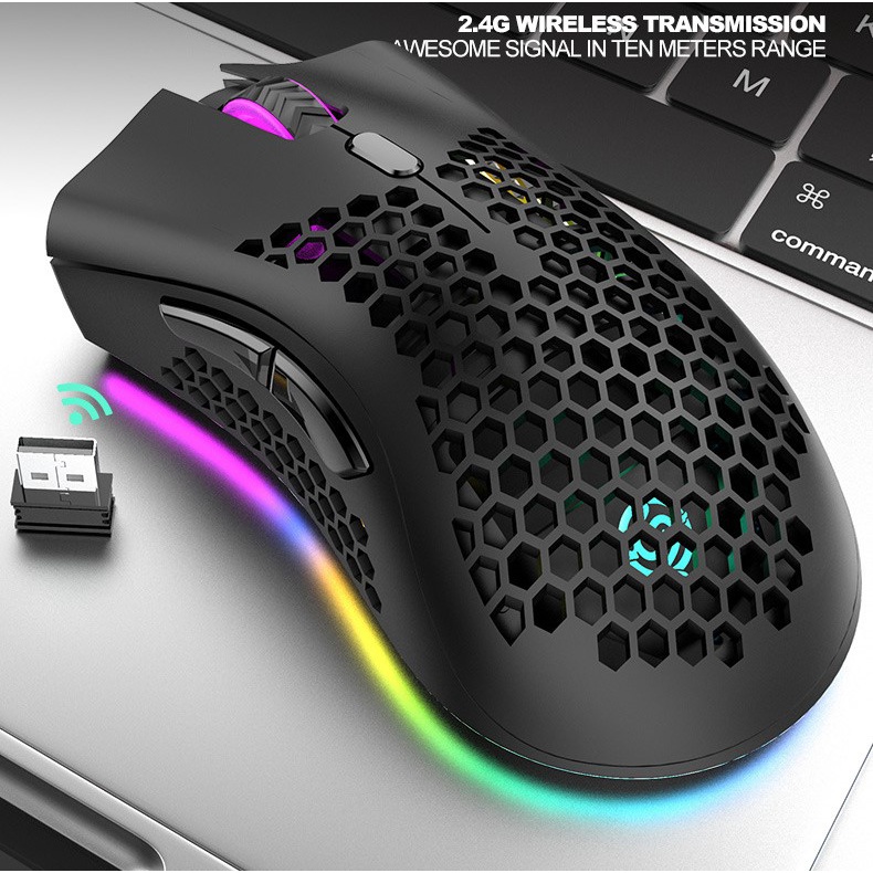 Chuột Gaming Không Dây Cao Cấp BM600 Thiết Kế Hầm Hố Có Đèn LED Phát Sáng Nhiều Màu Ấn Tượng