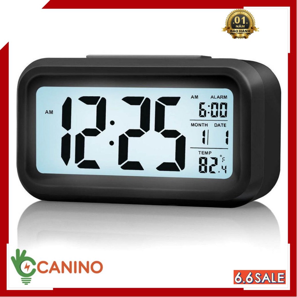 Đồng hồ báo thức cảm biến phát sáng trong đêm V1 Canino thông minh
