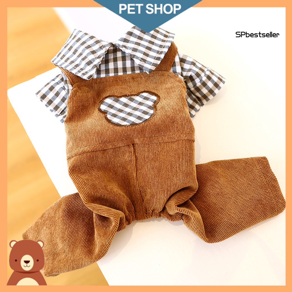 Quần yếm họa tiết kẻ sọc giữ ấm cho thú cưng