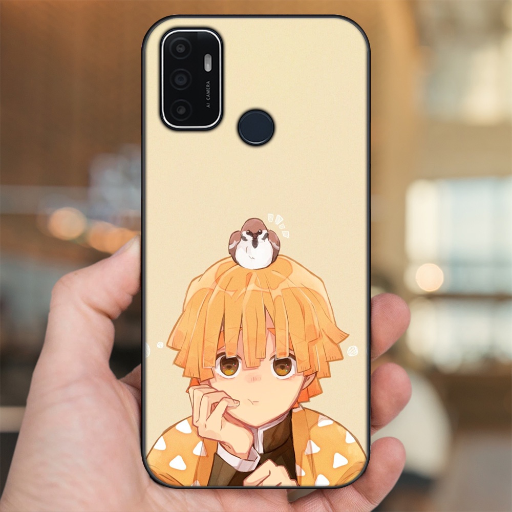 Ốp lưng Oppo A53 viền đen in hình Zenitsu Kimetsu no Yaiba