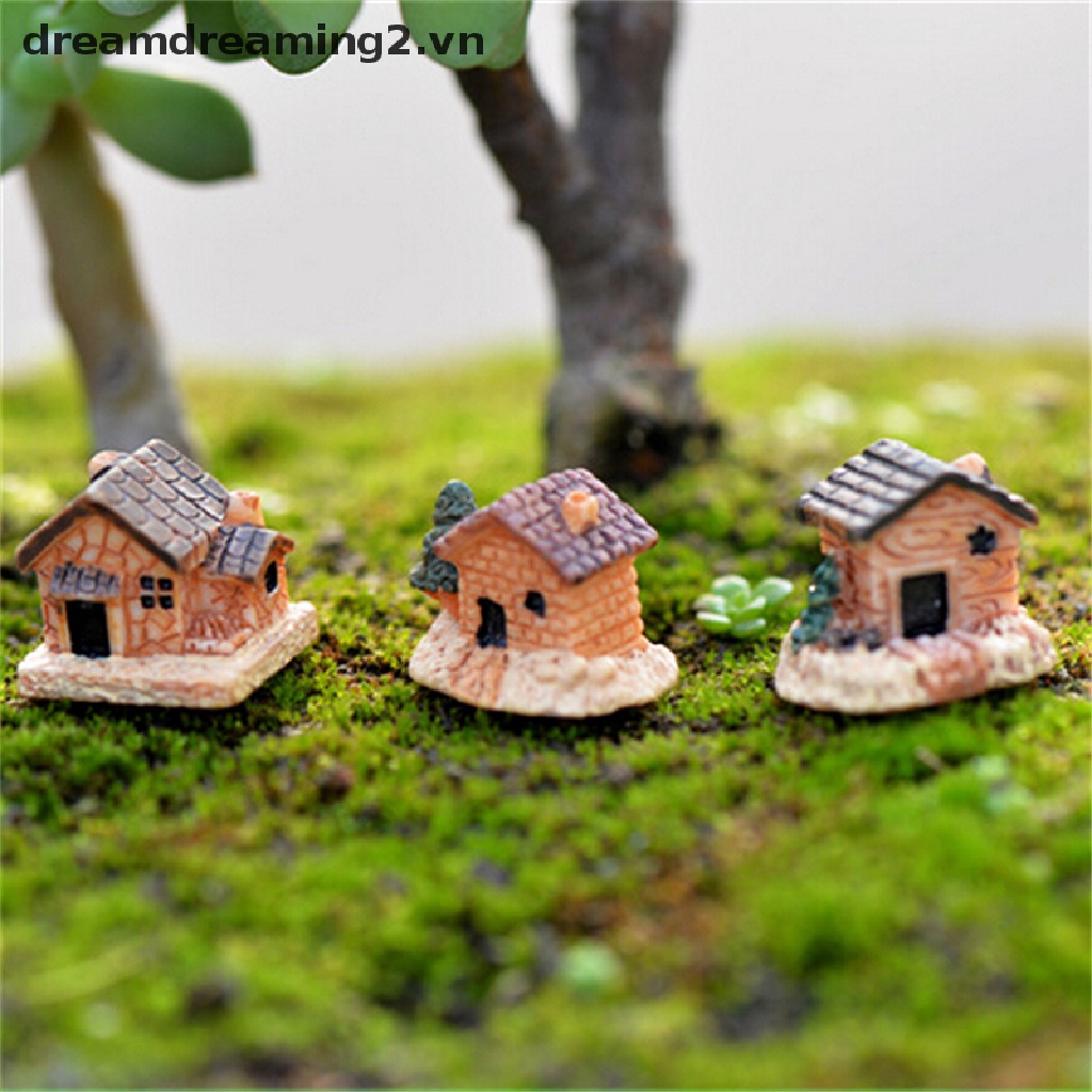Set 3 Mô Hình Ngôi Nhà Nhỏ Xinh Trang Trí Sân Vườn