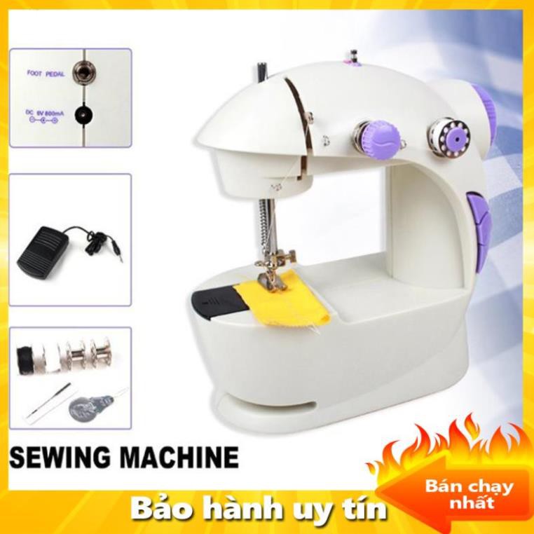 Máy Khâu Mini, Máy May Để Bàn Thiết Kế Nhỏ Gọn, Bền Bỉ, Sử Dụng Đa Dạng Các Loại Vải - TẶNG KÈM ADAPTER +BÀN ĐẠP CHÂN