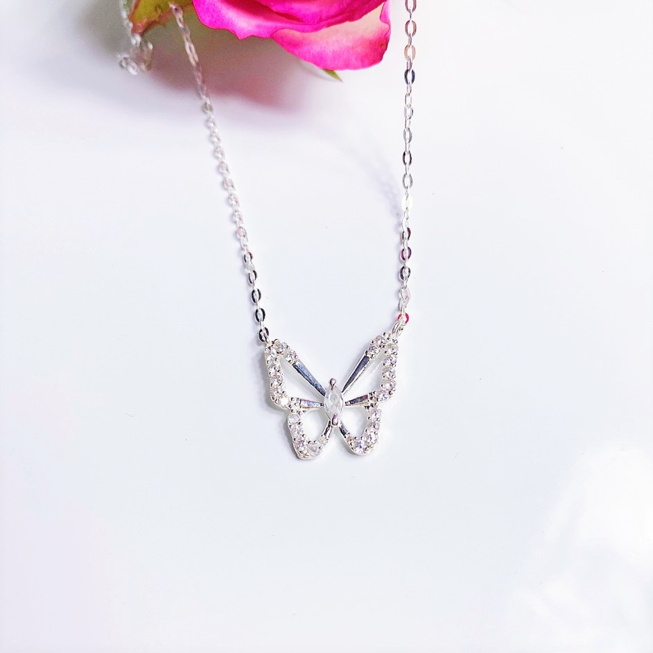 Dây chuyền bạc nữ Evasilver mặt butterfly, Vòng cổ chất liệu bạc ta sang trọng và trẻ trung