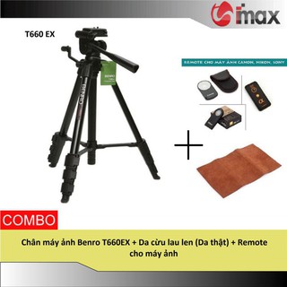 Chân máy ảnh Benro T660EX + Da cừu lau len (Da thật) + Remote cho máy ảnh