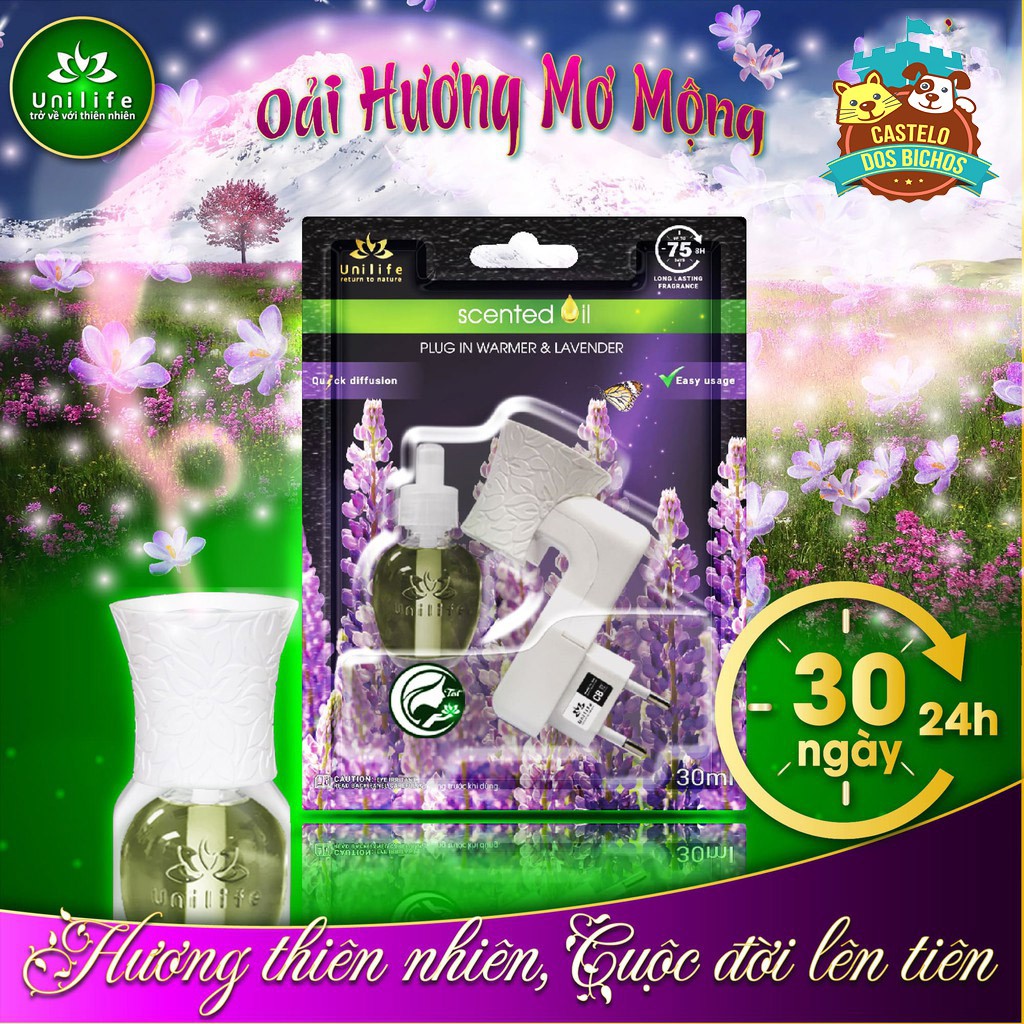 Máy khuếch tán tinh dầu Unilife [ TẶNG TINH DẦU HƯƠNG LAVENDER 30ml ] Chính hãng BH 12 Tháng - Khử mùi hôi chó mèo