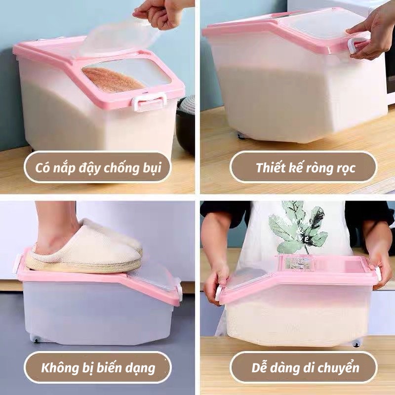 Thùng Đựng Gạo Có Nắp Chống Ẩm Chống Mối Mọt Cao Cấp Moda.H