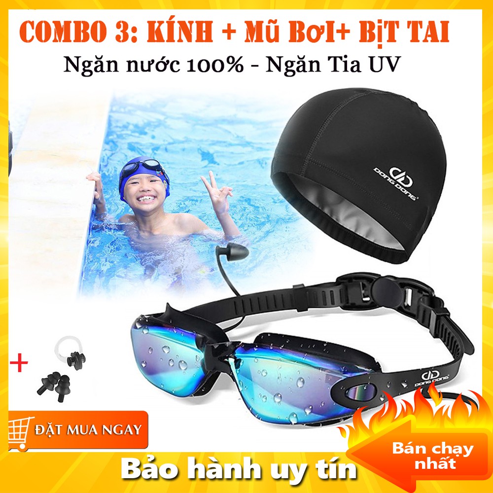 [ Xả kho tết] Sét mũ kèm kính bơi, Combo kính bơi mũ bơi, Kính bơi UV kèm Mũ bơi và 2 nút bịt tai - Bảo hành 1 đổi 1