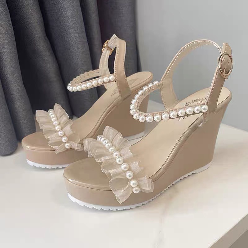 Sandal nữ quai bèo ngọc đế xuồng 10 phân