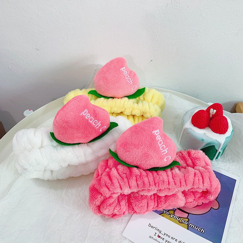 Băng Đô Turban Quả Đào 3D Peach Vải Bông Nhung Dày Dặn Siêu Mềm Mướt Cute