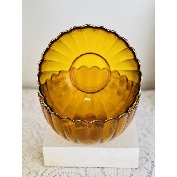 Bộ bát đĩa,chén dĩa ăn cơm,Bộ đồ ăn Thủy tinh viền vàng Màu vàng hổ phách Decor cao cấp