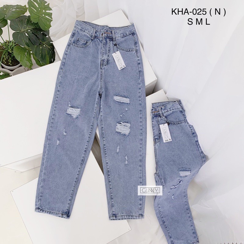 Quần Baggy Nữ Jean Hack Dáng KHA-025 | Quần Baggy Jean Cạp Cao | Vải Jean Wash Xịn | Hàng Đẹp