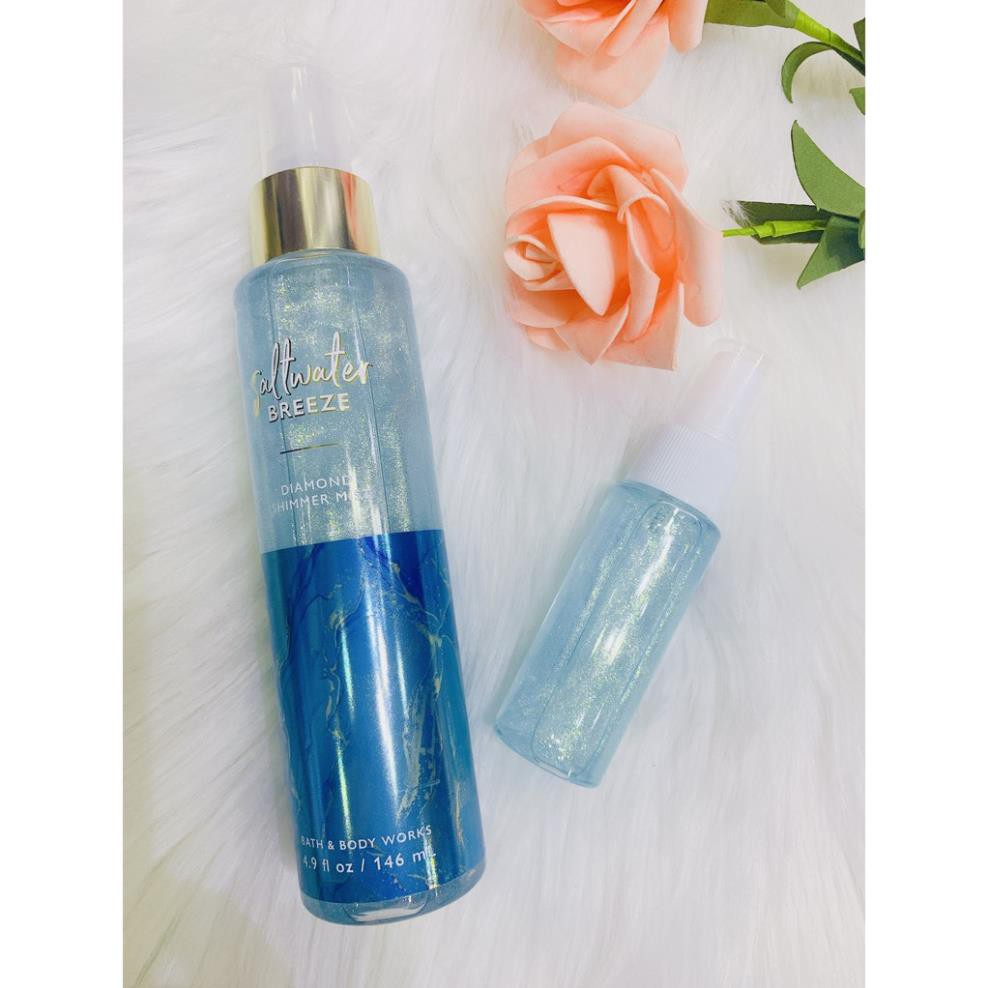 [ 33ml ] Xịt Thơm Ánh Nhũ Bath And Body Works Diamond Shimmer Mist Saltwater Breeze - 3WICK STORE