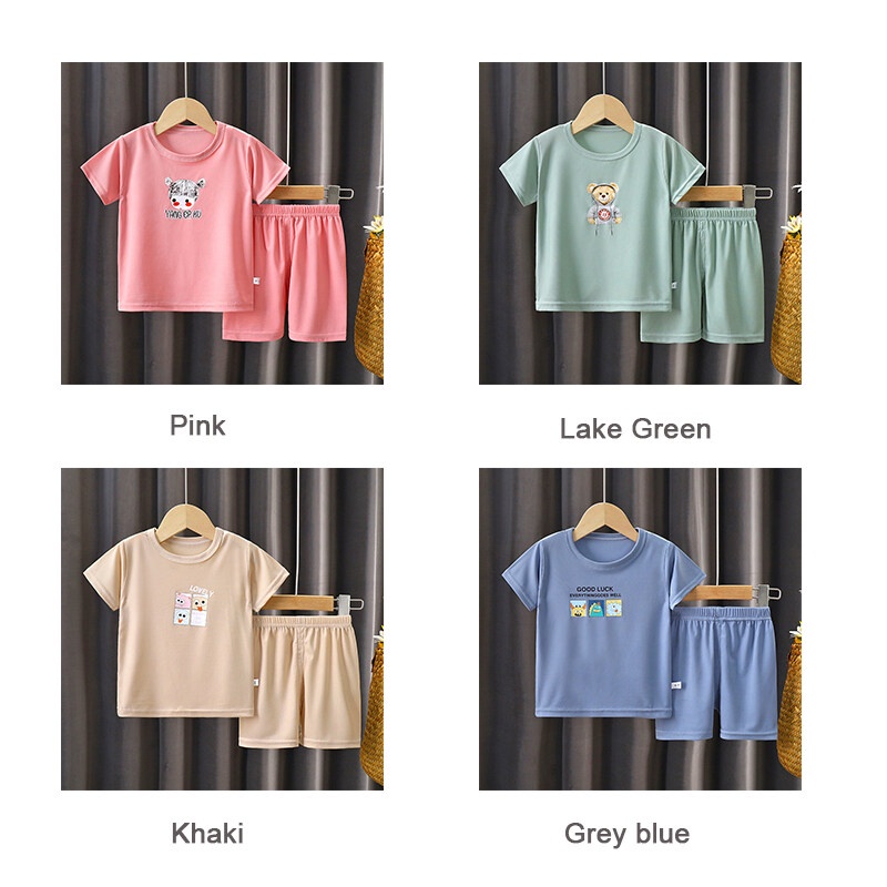 Set đồ AMILA gồm áo thun ngắn tay cổ tròn và quần short thời trang cho bé gái