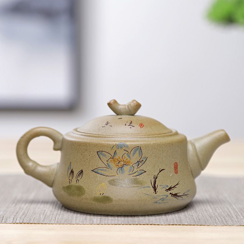 Bộ Ấm Trà Bằng Gốm Sứ Có Tay Cầm Màu Sắc Retro