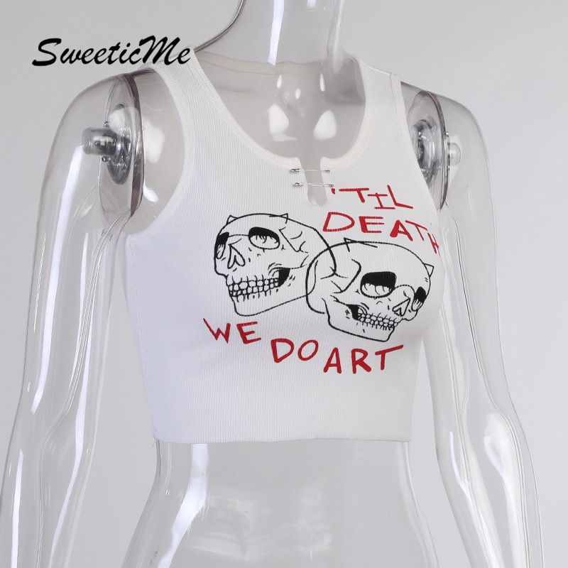 Áo không tay in họa tiết đầu lâu cá tính dành cho nữ | BigBuy360 - bigbuy360.vn