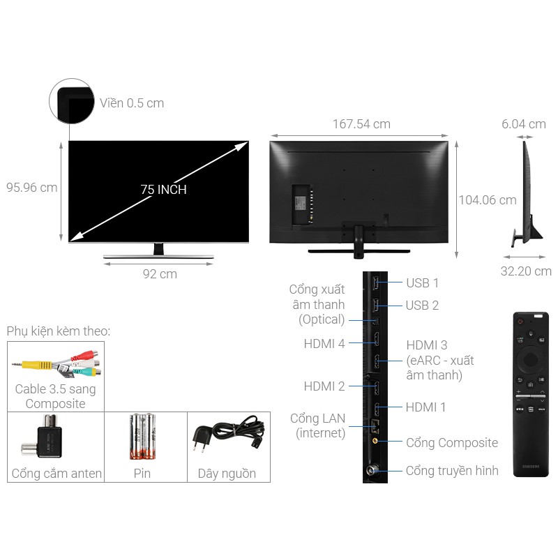 Smart Tivi QLED Samsung 4K 75 inch QA75Q70TAKXXV (Miễn phí giao tại HCM-ngoài tỉnh liên hệ shop)