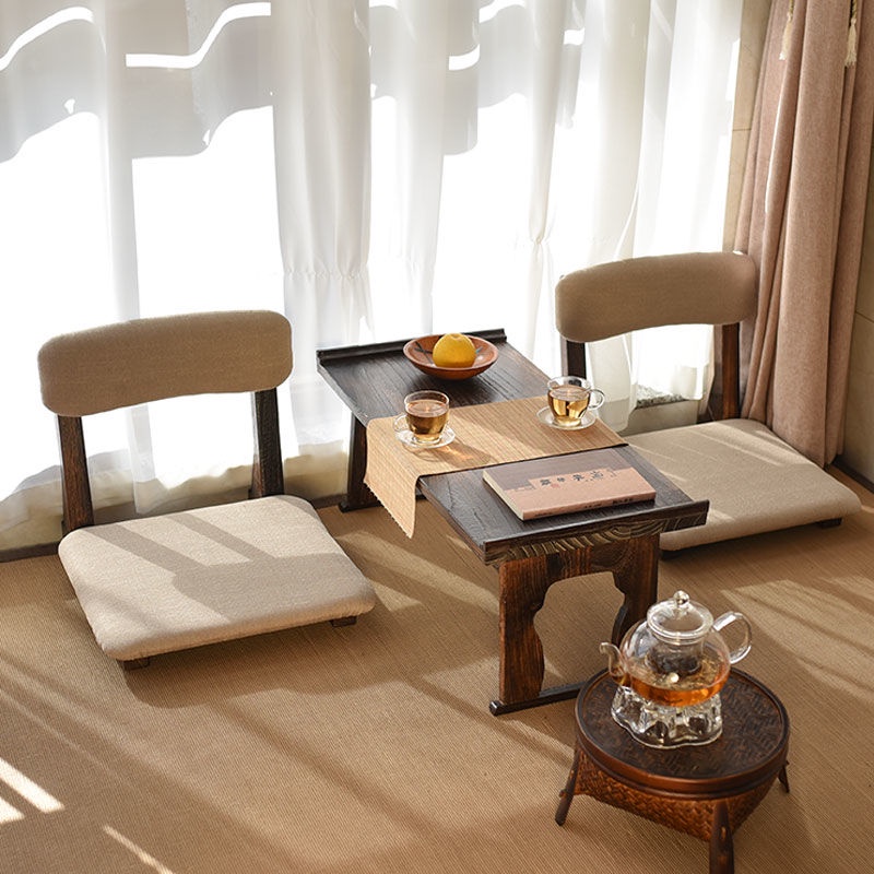 Tatami tựa lưng ghế sofa gia dụng Ghế nhỏ phong cách Nhật Bản ghế không chân ghế sàn ghế tựa lưng gỗ rắn ghế lười cửa sổ