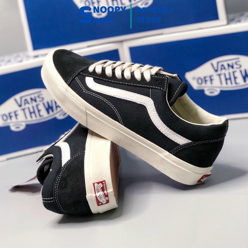 Giày Vans Vault Old Skool Màu Đen, Giày Thể Thao Nam Nữ Cổ Thấp Chất Liệu Vải Canvas Và Nỉ Nhung Cao Cấp Full Box Bill