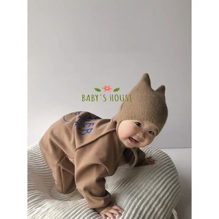 Mũ len hai sừng buộc dây cute cho bé