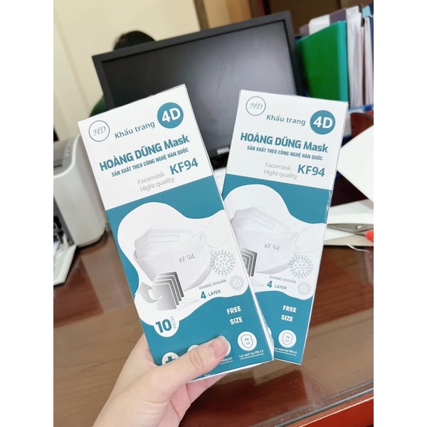 Khẩu Trang KF94 4D Mask Hoàng Dũng Kháng Khuẩn Chống Bụi Mịn Sét 50 Công Nghệ Hàn Quốc KT0750