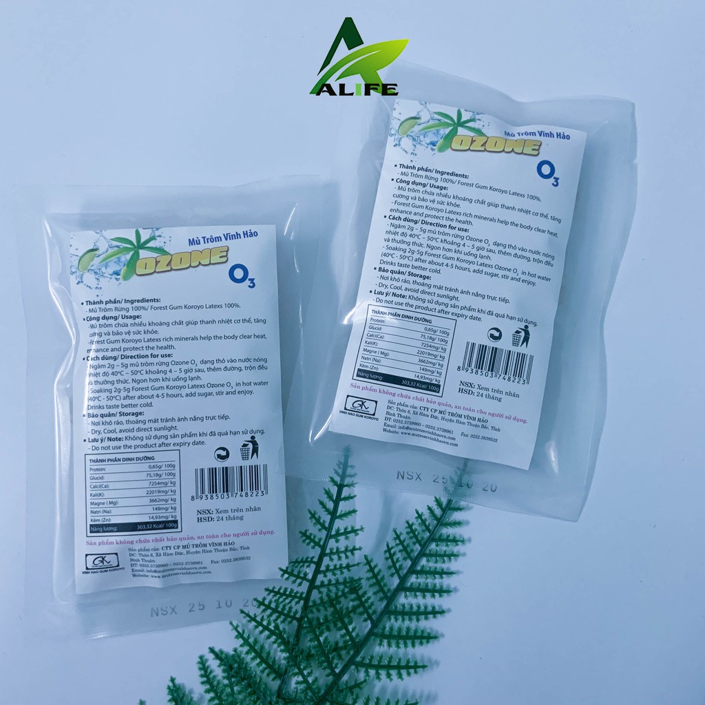 Mủ trôm sạch dạng rừng thô Vĩnh Hảo Ozone 100gr/gói. Mủ trôm Vĩnh Hảo chính hãng - Alife