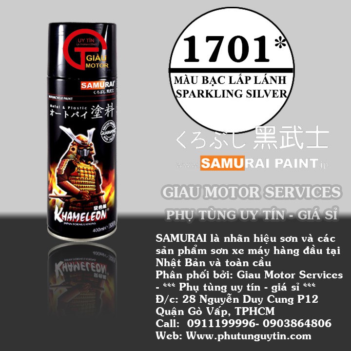 BẠC LẤP LÁNH 1701 _ Sơn xit Samurai 1701 màu bạc lấp lánh _ Sparkling Sliver