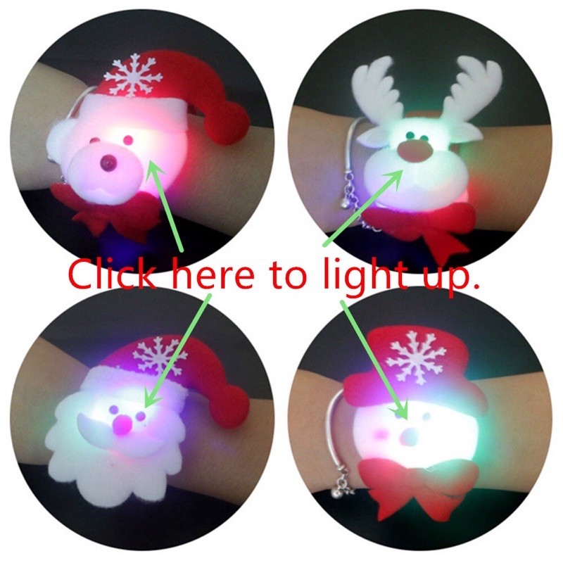 Đồng hồ noel phát sáng, vòng đập tay noel (set 10 cái)