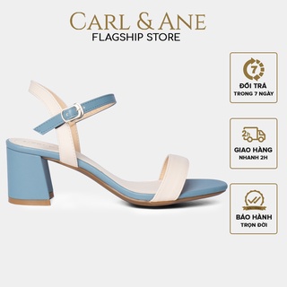 Carl & Ane - Giày sandal mũi vuông cao 5cm màu kem phối xanh _ thumbnail