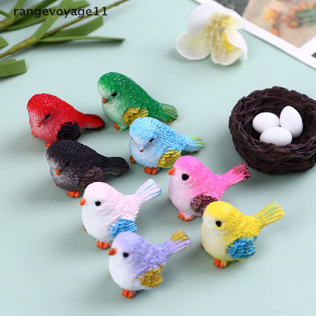 Bộ 4 Tượng Chim Sẻ Bay Hoạt Hình Nhiều Màu Sắc Trang Trí Tiểu Cảnh