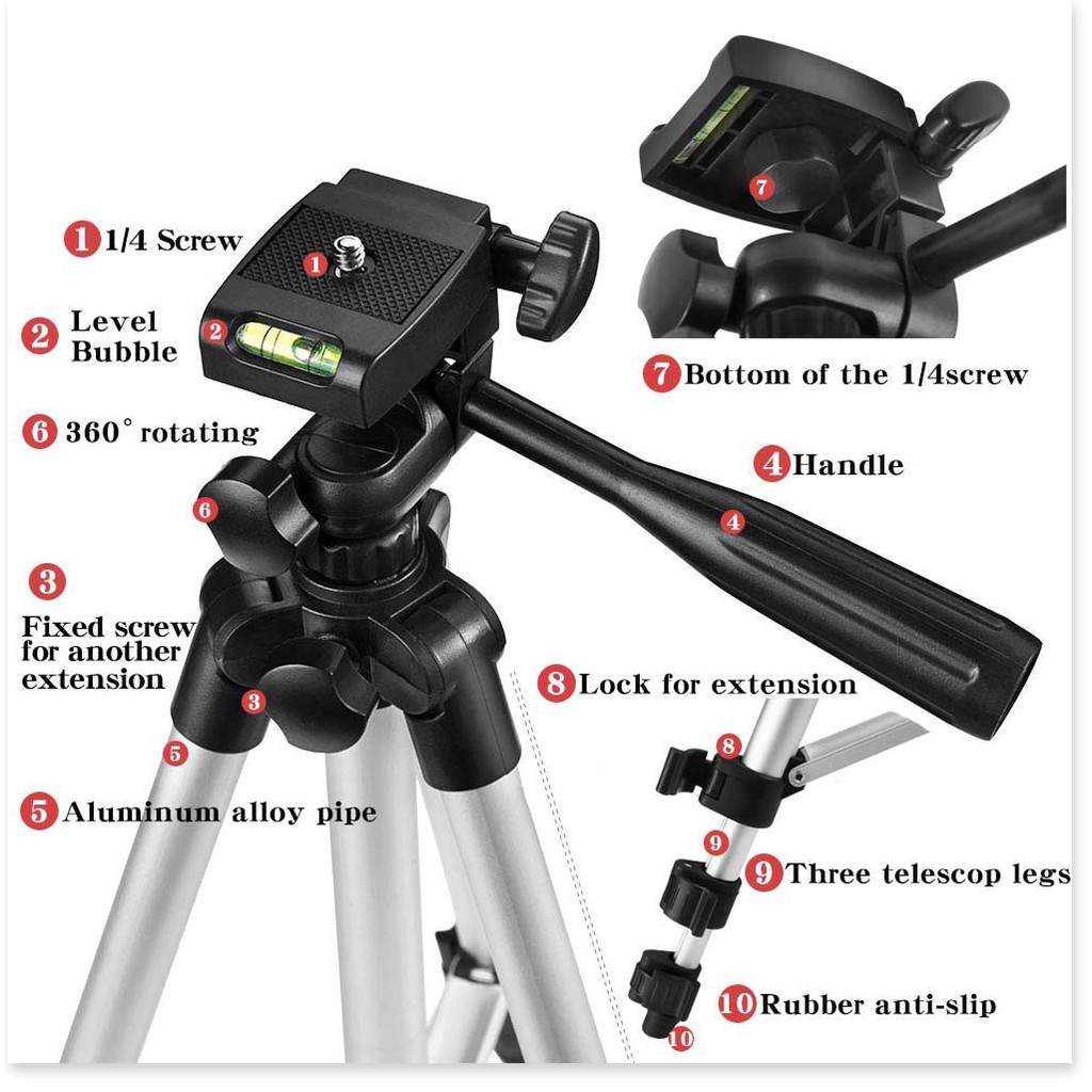 Chân máy ảnh Tripod   GIÁ VỐN]   Chân đế chụp hình đa năng cho điện thoại và máy ảnh cao cấp 9456